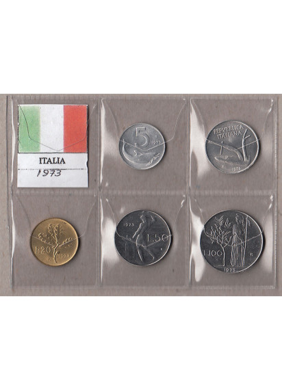 1973 - Serietta di 5 monete tutte dell'anno 1973 in condizioni quasi fdc